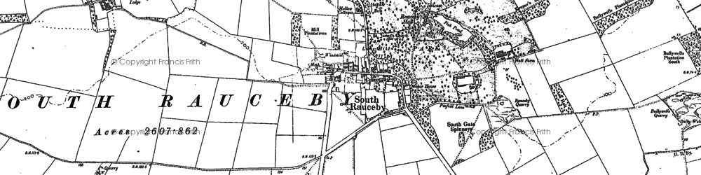 Old map of South Rauceby in 1887
