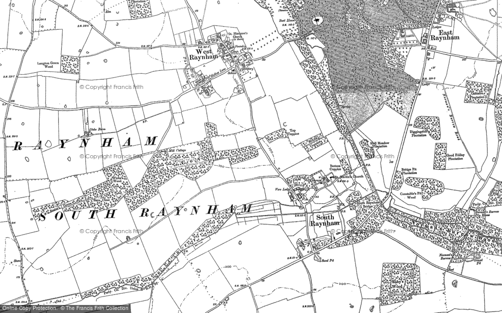 Old Map of South Raynham, 1884 - 1885 in 1884