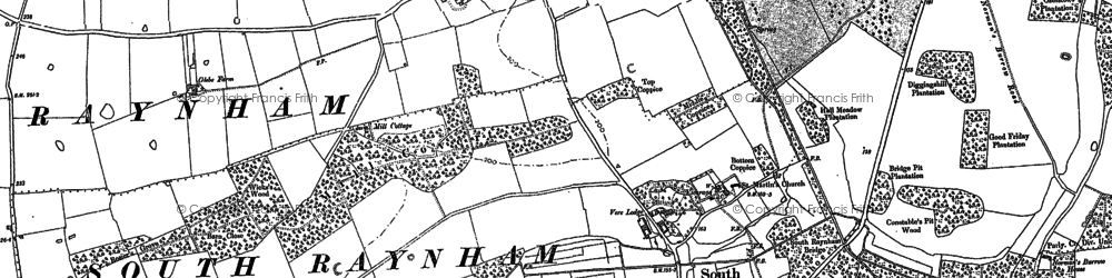 Old map of South Raynham in 1884