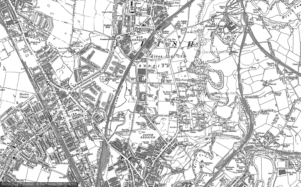 OLD ORDNANCE SURVEY MAP SOUTH REDDISH BRINNINGTON 1904 REDDISH GREEN SOUTH CLIFF 