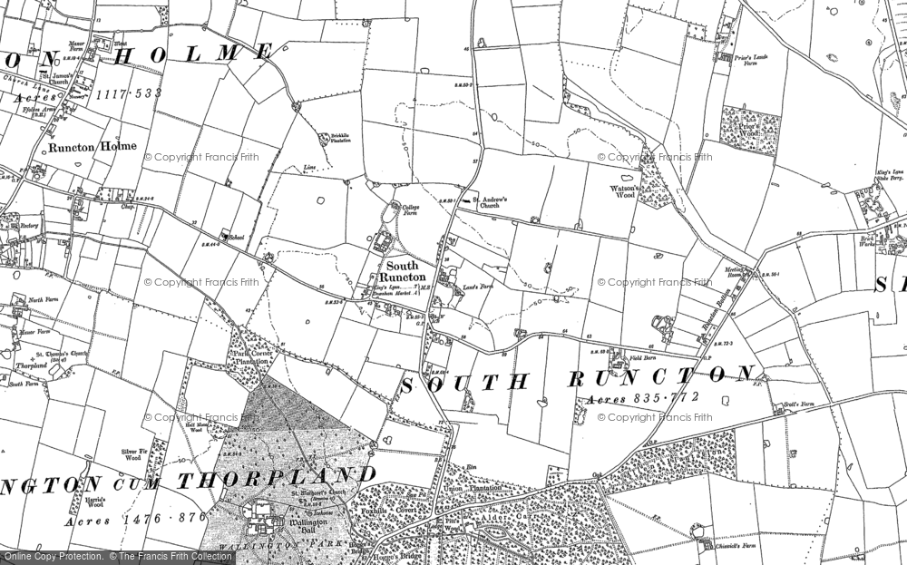 Old Map of South Runcton, 1884 in 1884