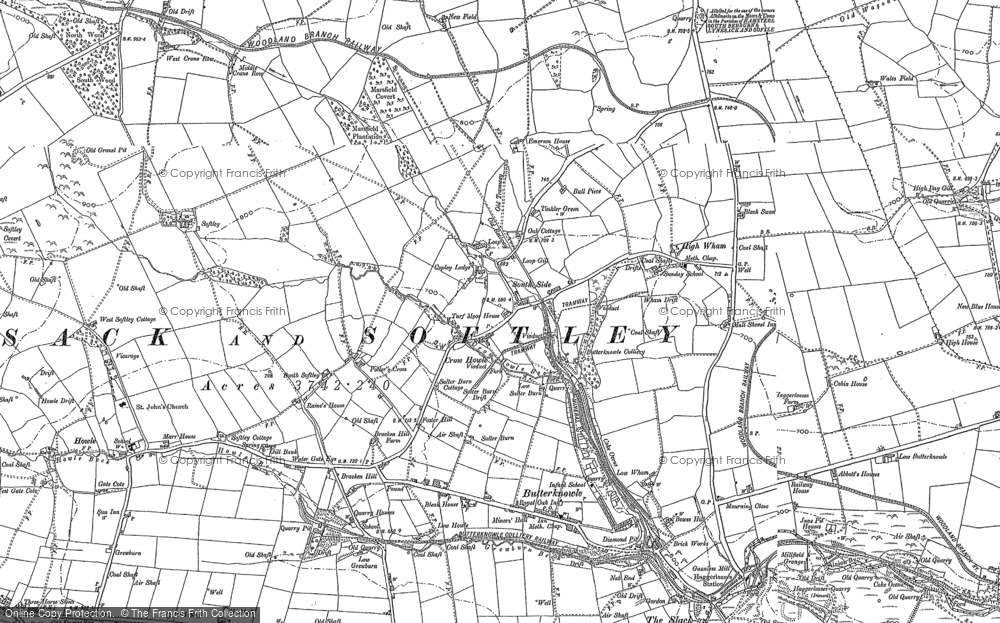 Old Map of Historic Map covering Potter's Cross in 1896
