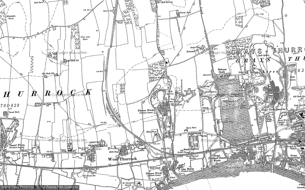 Old Map of Historic Map covering Broadness in 1907