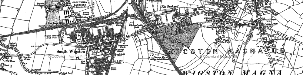 Old map of Blaby Hill in 1885