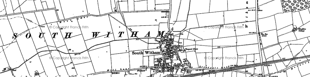 Old map of South Witham in 1887