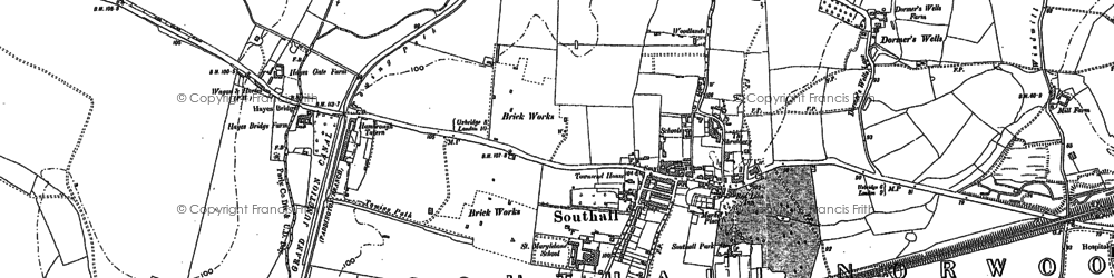 Old map of Southall in 1894