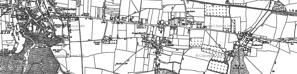 Old map of Southbourne in 1909