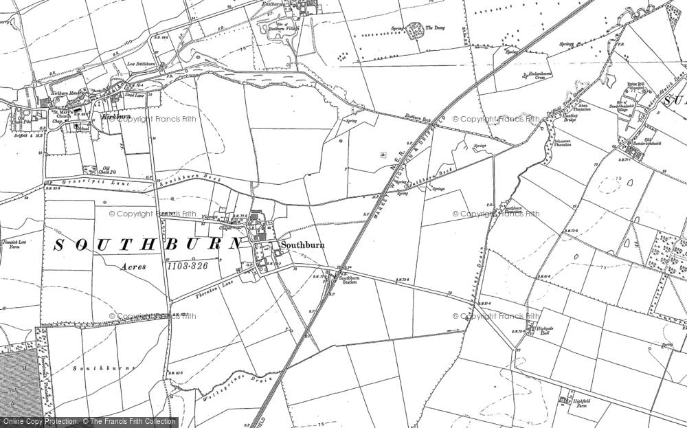 Old Map of Southburn, 1890 - 1891 in 1890