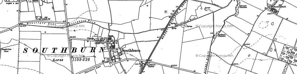 Old map of Southburn in 1890