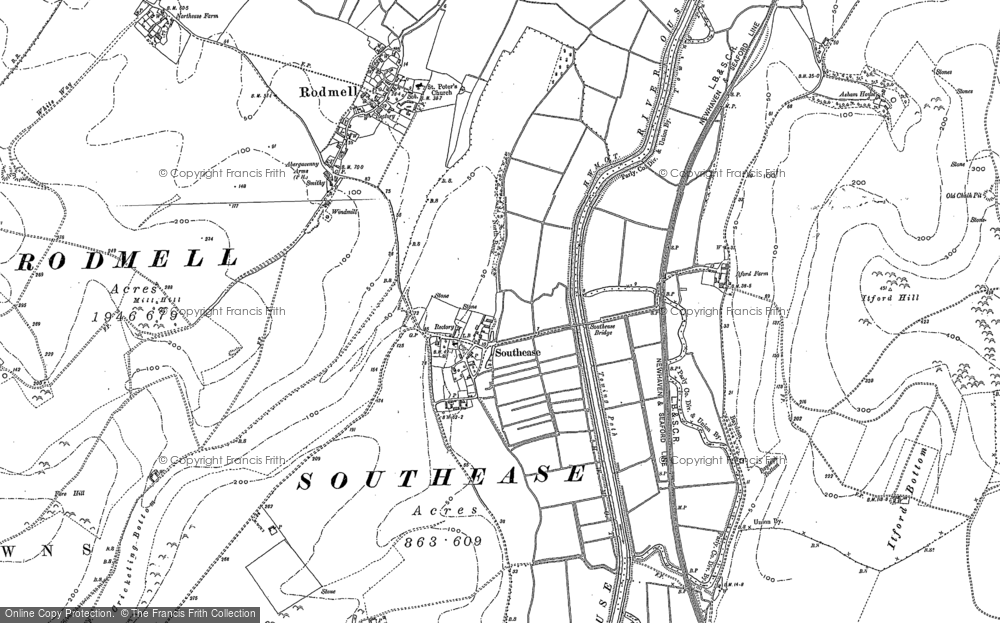 Old Map of Southease, 1898 in 1898