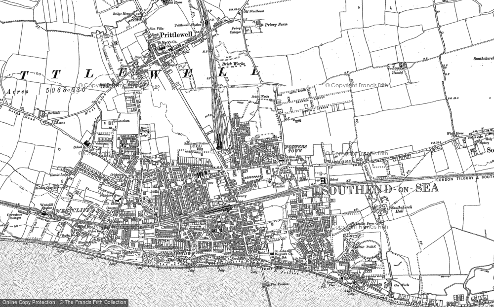 Old Map of Southend-on-Sea, 1895 - 1896 in 1895
