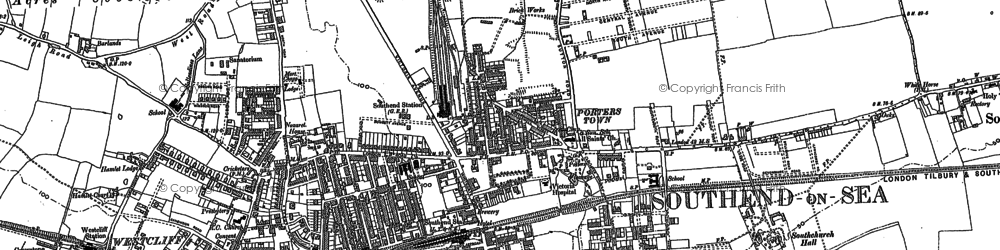 Old map of Clifftown in 1895