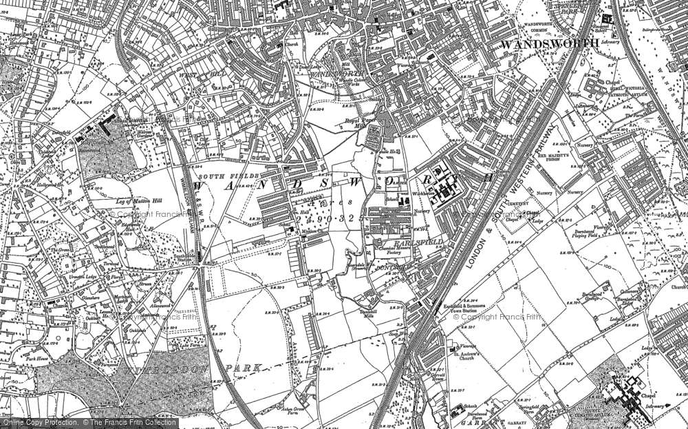 Old Map of Historic Map covering Earlsfield in 1894