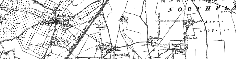 Old map of Hook Green in 1895