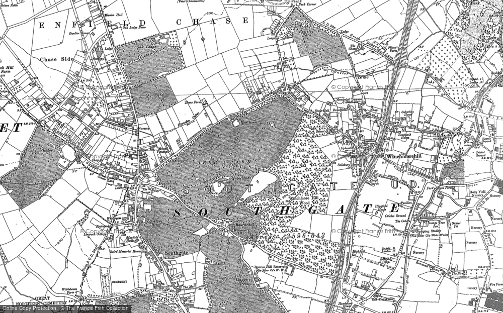 Old Map of Historic Map covering Oakwood Park in 1895