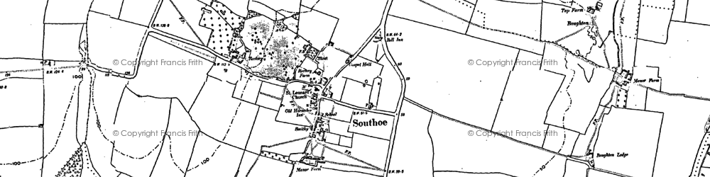 Old map of Boughton Village in 1887