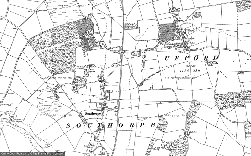 Old Map of Historic Map covering Bushey Wood in 1885