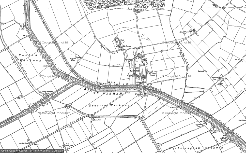 Old Map of Southrey, 1886 - 1887 in 1886