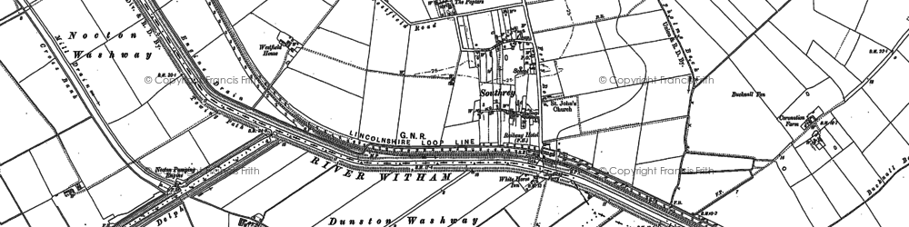 Old map of Southrey in 1886