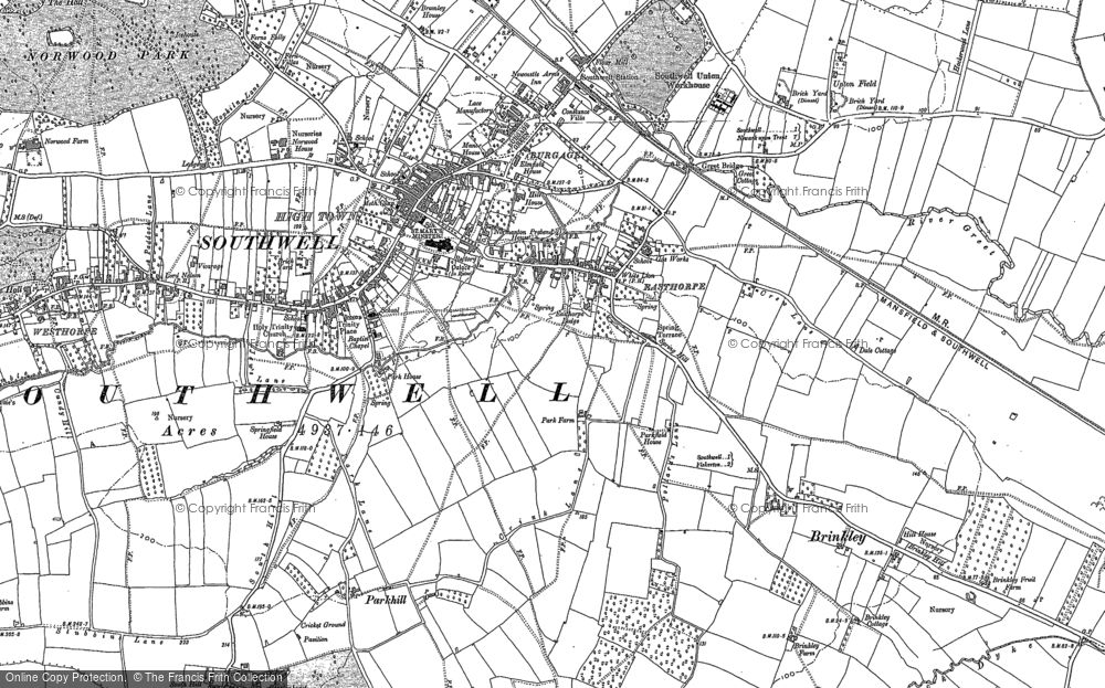 Old Map of Southwell, 1883 in 1883