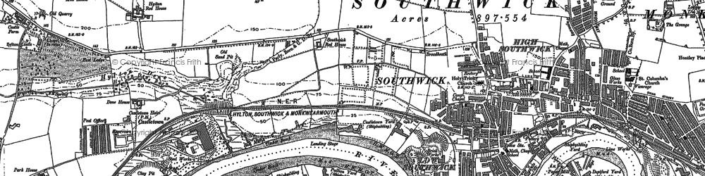 Old map of High Southwick in 1913