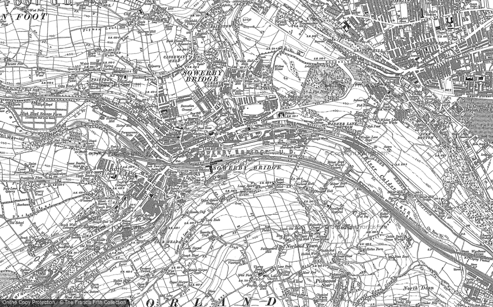 Old Map of Sowerby Bridge, 1892 - 1893 in 1892