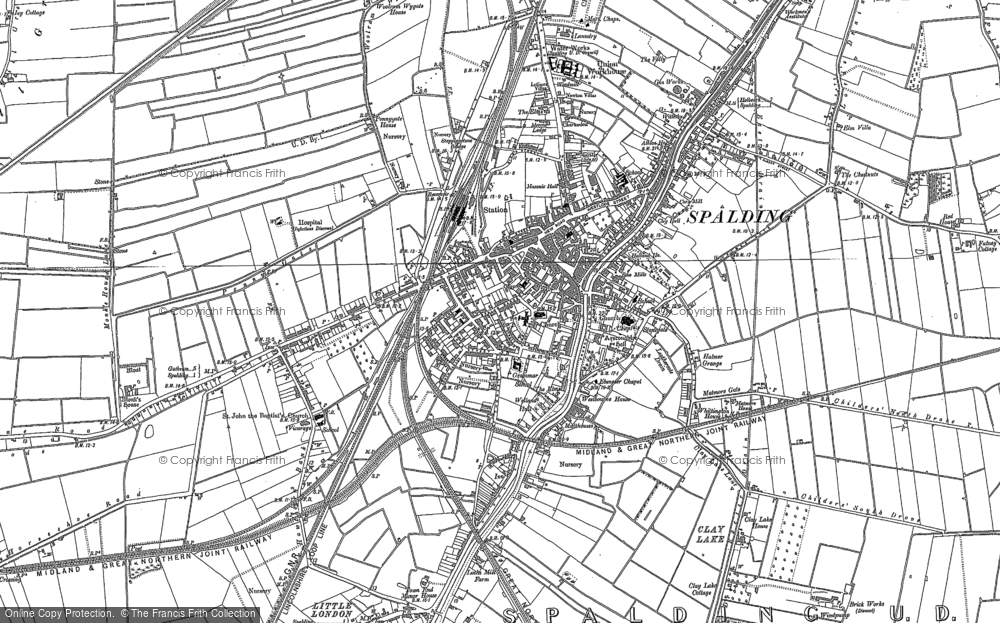 Map Of Spalding Area Map Of Spalding, 1887 - Francis Frith