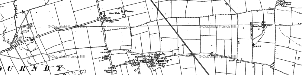 Old map of Spanby in 1887
