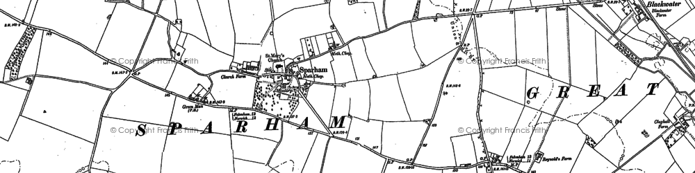 Old map of Sparham in 1882