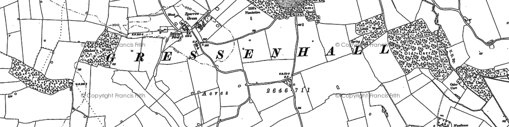 Old map of Sparrow Green in 1882