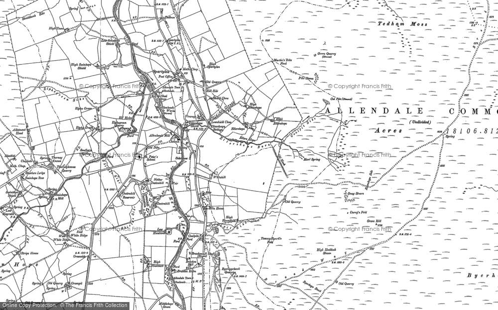 Old Map of Historic Map covering White Hill in 1895