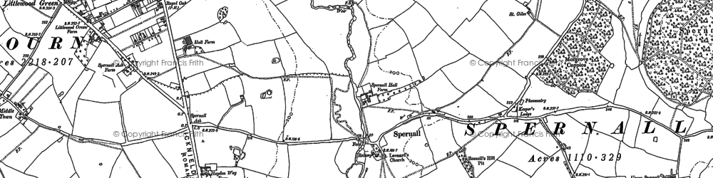 Old map of Spernall in 1885