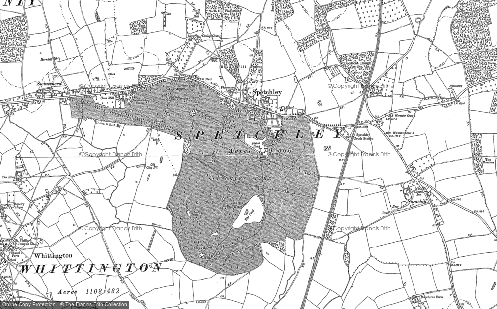 Old Map of Spetchley, 1884 in 1884