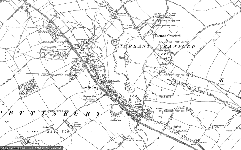 Old Map of Spetisbury, 1887 in 1887