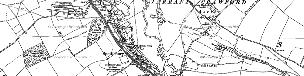 Old map of Spetisbury in 1887