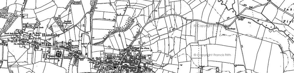 Old map of Spilsby in 1887