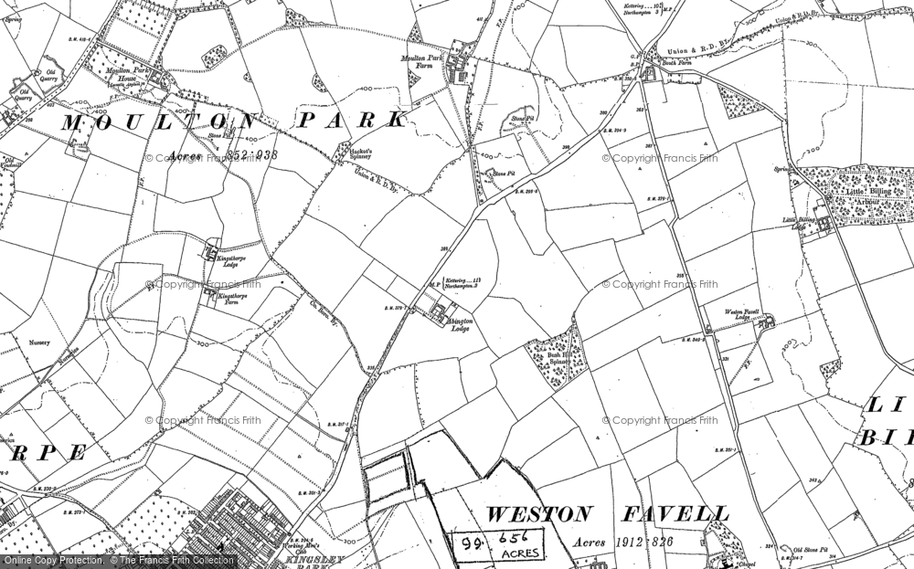Old Map of Spinney Hill, 1884 in 1884
