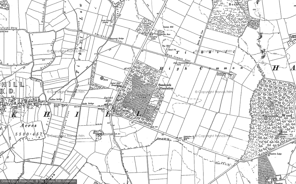 Old Map of Historic Map covering Tickhill Low Common in 1901