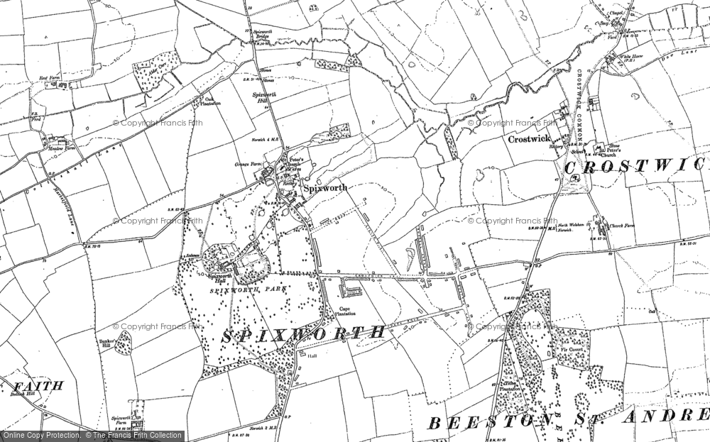 Old Map of Spixworth, 1882 in 1882