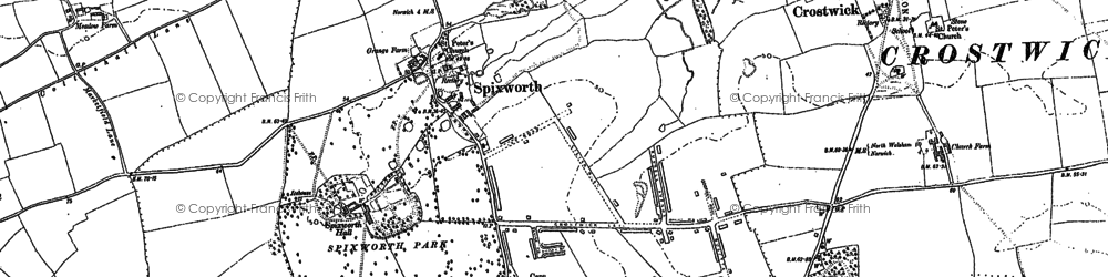 Old map of Spixworth in 1882