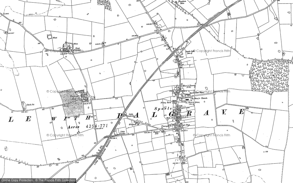 Old Map of Sporle, 1883 in 1883