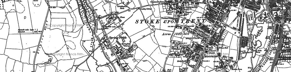 Old map of Penkhull in 1877
