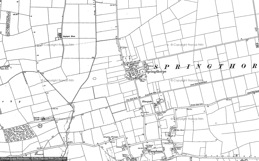 Old Map of Springthorpe, 1885 in 1885