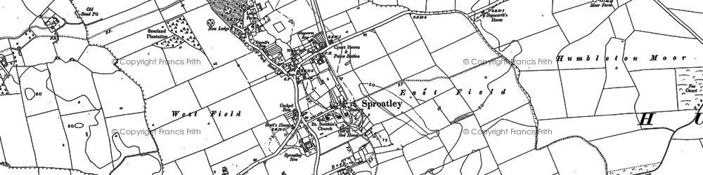 Old map of Sproatley in 1889