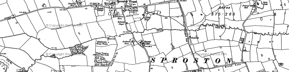 Old map of Sproston Green in 1897