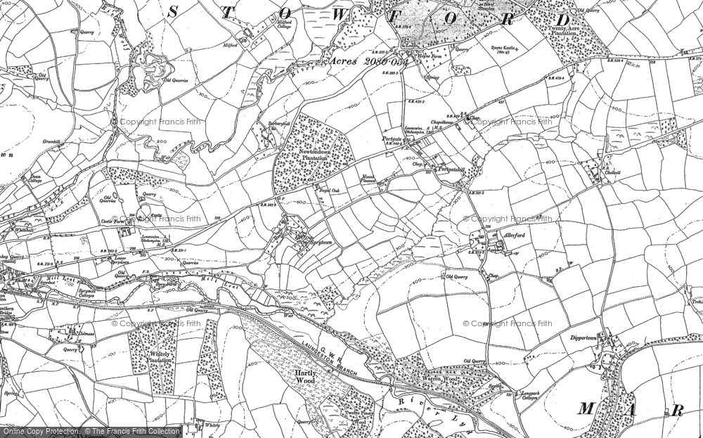 Old Map of Historic Map covering Blackdown Wood in 1883