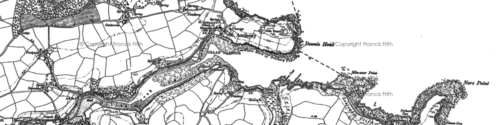 Old map of St Anthony-in-Meneage in 1906