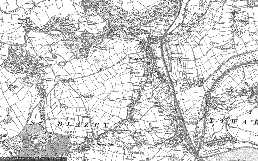 Old Map of St Blazey, 1881 - 1906 in 1881