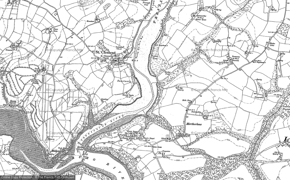 Cornwall St Clement repro 58-SW Old map of Truro Merther 1938 E 