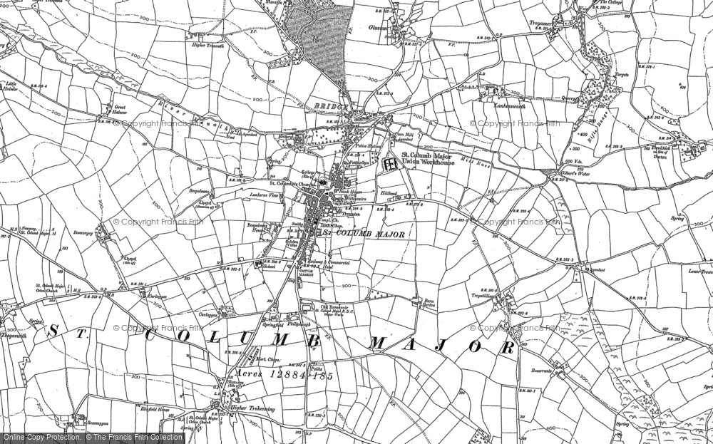 Old Map of St Columb Major, 1880 in 1880